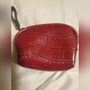 Purse Coin Pouch Red Croc Change Purse With Zipper Closure